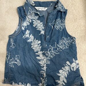 FIGHTING EEL XS TOP LEONA DARK WASH PLUMERIA WORN ONCE